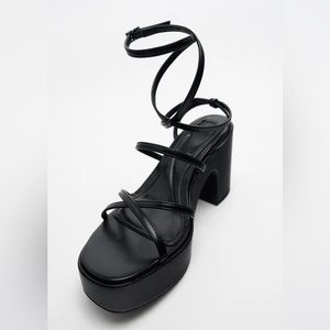 Zara Lace Up Platform Chunky Heeled Sandals